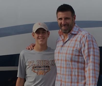 Carter Vrabel and his father Mike Vrabel